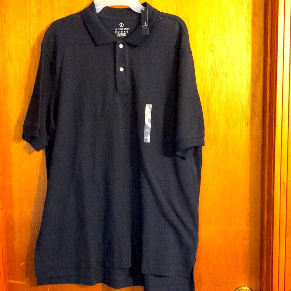 Nwt Lands’ End navy blue polo mens shirt.